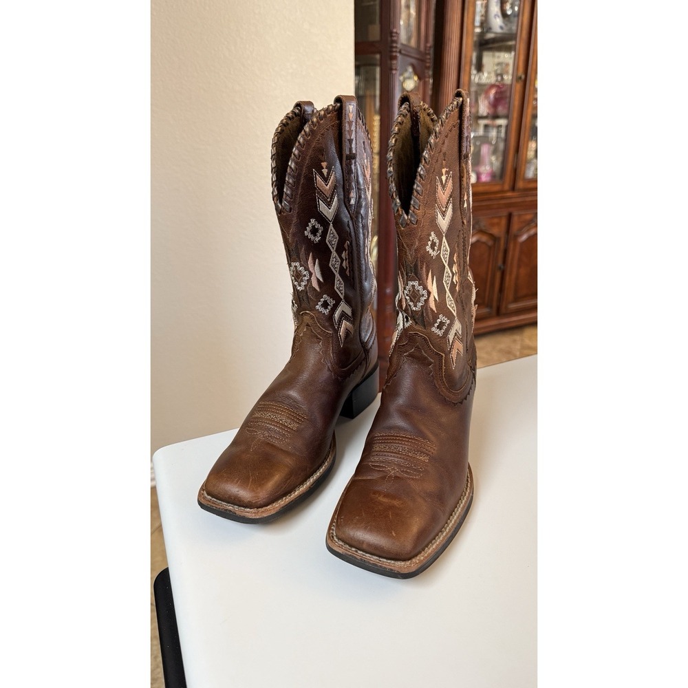 Ariat Round Up Skyler Cowboy Boots Women 6.5 B Canyon Tan Leather Western